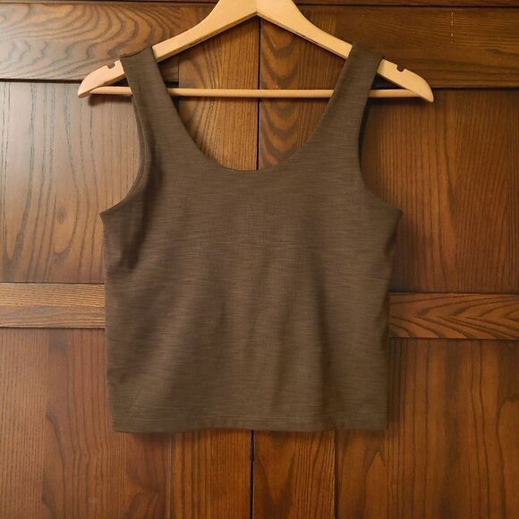 barre3 Ribbed Bra Tank Cropped Brown - Picture 1 of 5